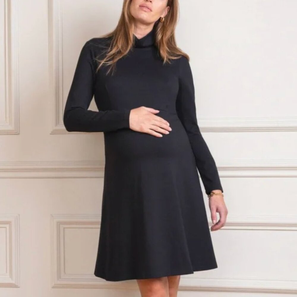Seraphine Vanessa Long Sleeve High Neck Maternity Dress (Black / 6) - Worn Once!